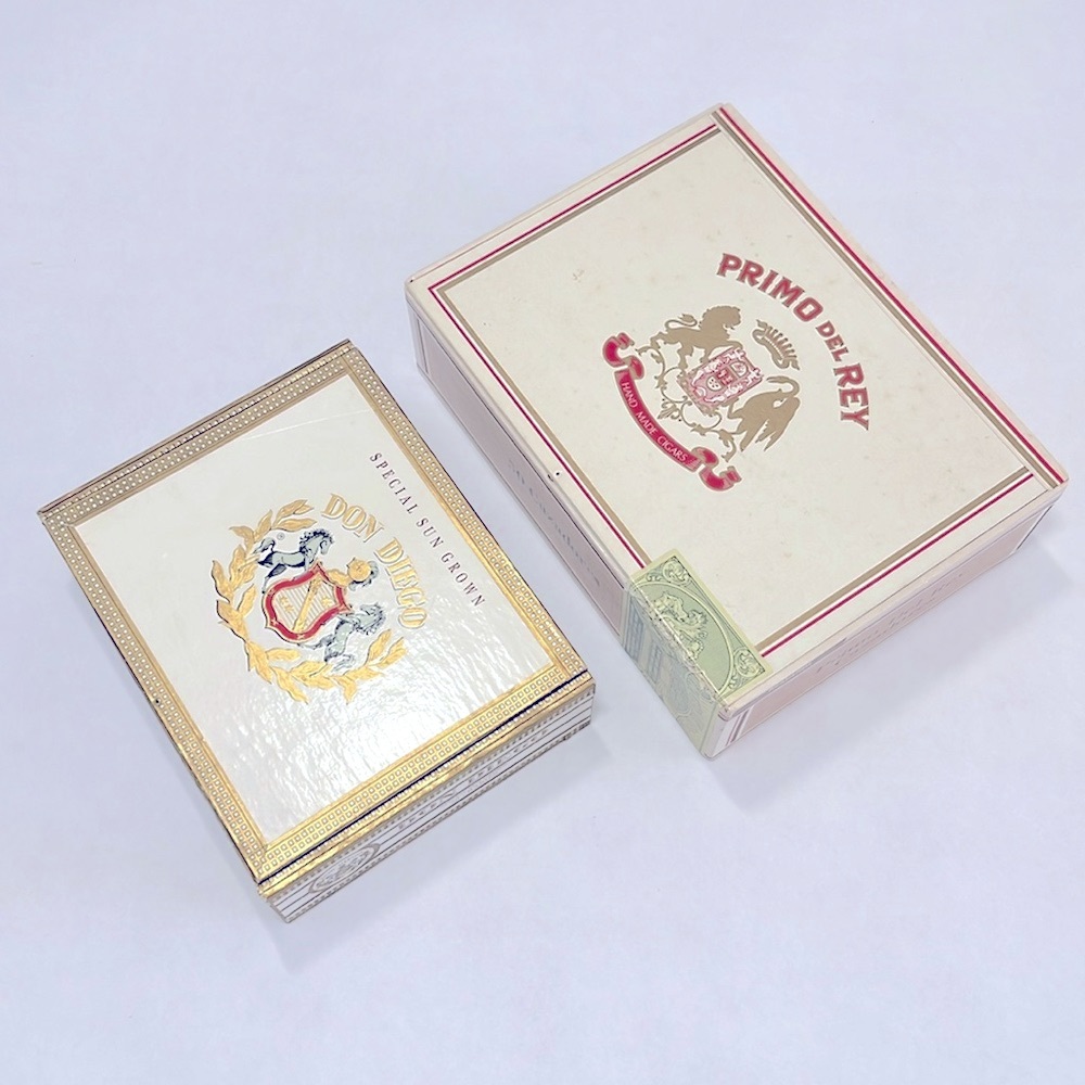 2 Vintage CIGAR BOXES Dominican Republic Don Diego Babies Primo del Ray Handmade